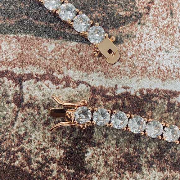 Iced Out Gold Hip Hop Tennis Chain CZ Stones High Gloss 22IN 5MM - Picture 3 of 4